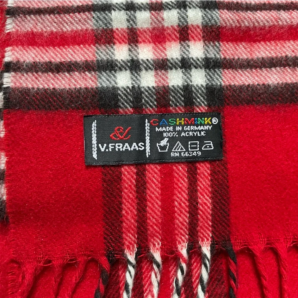 Cashmink Red Plaid Black & White Striped Men’s Scarf